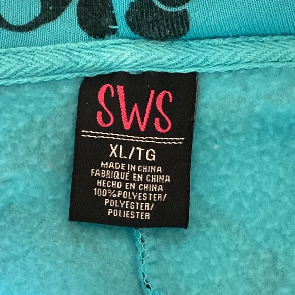 SWS Blue Fleece Long Warm Pajama Onesie Sleepwear Loungewear Dog Print Size XL - Picture 10 of 11